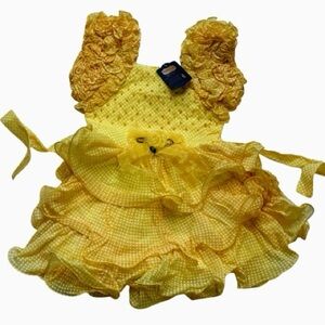 Yellow Tiered Embellished Babydoll Dress